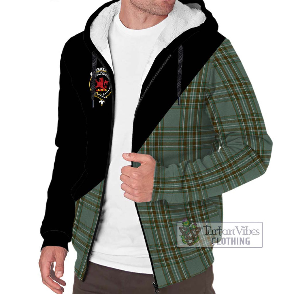 Kelly Tartan Sherpa Hoodie with Family Crest and Military Logo Style Unisex S - Tartanvibesclothing Shop