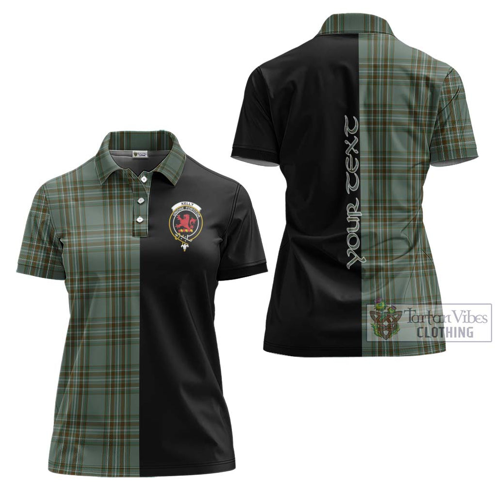 Kelly Tartan Women's Polo Shirt with Family Crest and Half Of Me Style Women - Tartanvibesclothing Shop