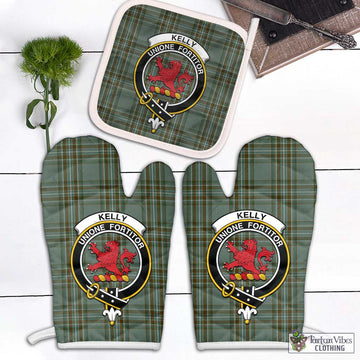 Kelly Tartan Combo Oven Mitt & Pot-Holder with Family Crest