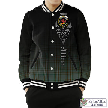 Kelly Tartan Baseball Jacket Featuring Alba Gu Brath Family Crest Celtic Inspired