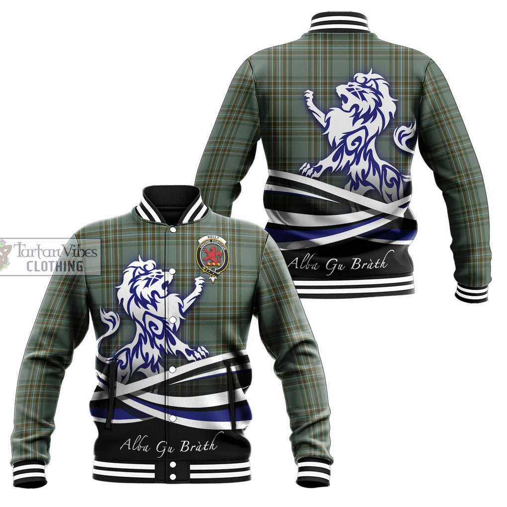 Kelly Tartan Baseball Jacket with Alba Gu Brath Regal Lion Emblem Unisex - Tartanvibesclothing Shop