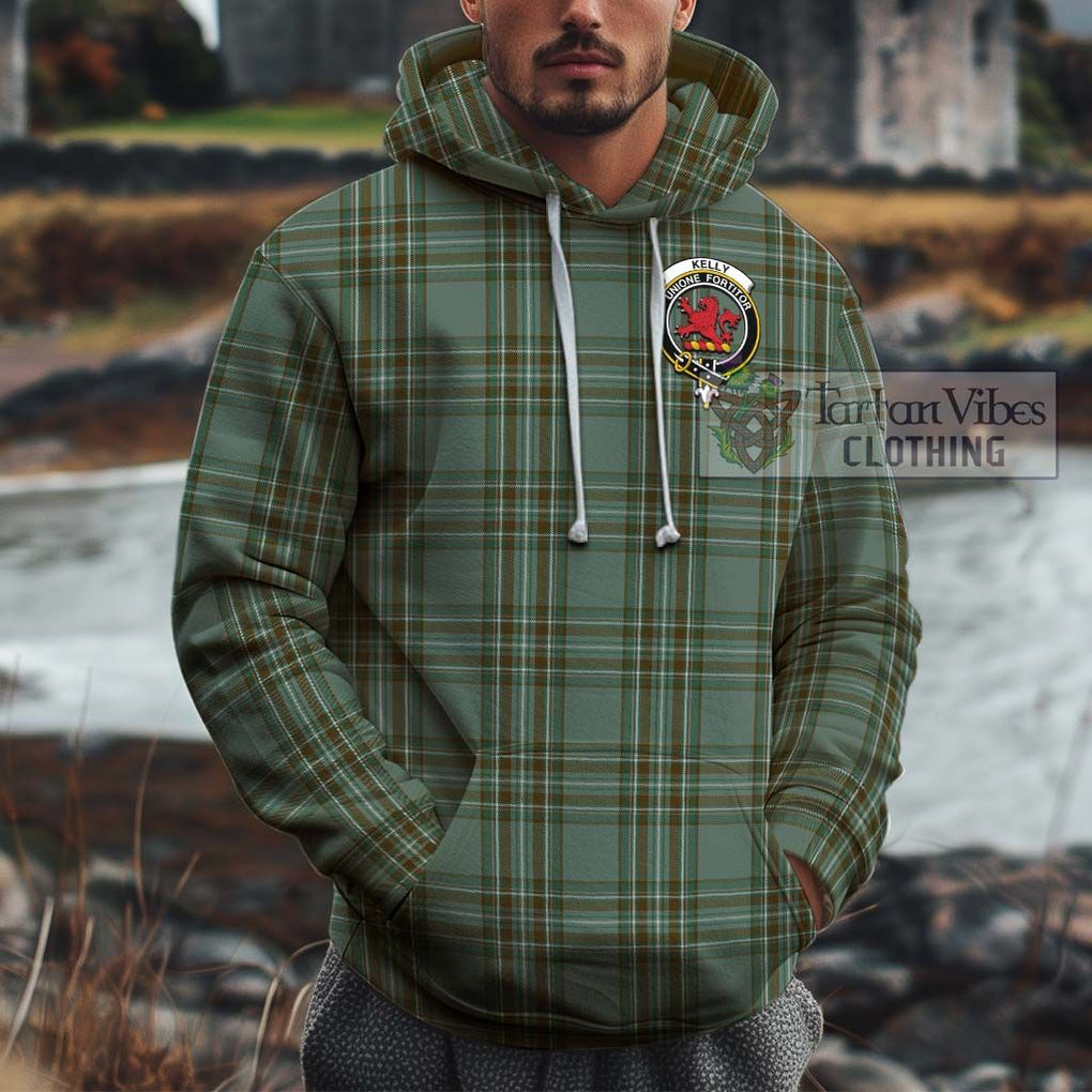 Kelly Tartan Cotton Hoodie with Family Crest Pullover Hoodie XS - Tartan Vibes Clothing