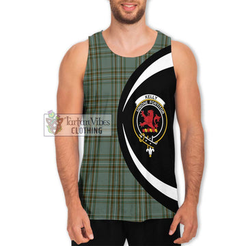 Kelly Tartan Men's Tank Top with Family Crest Circle Style