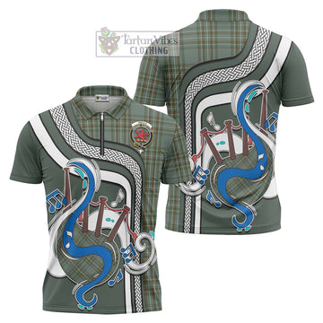 Kelly Tartan Zipper Polo Shirt with Epic Bagpipe Style