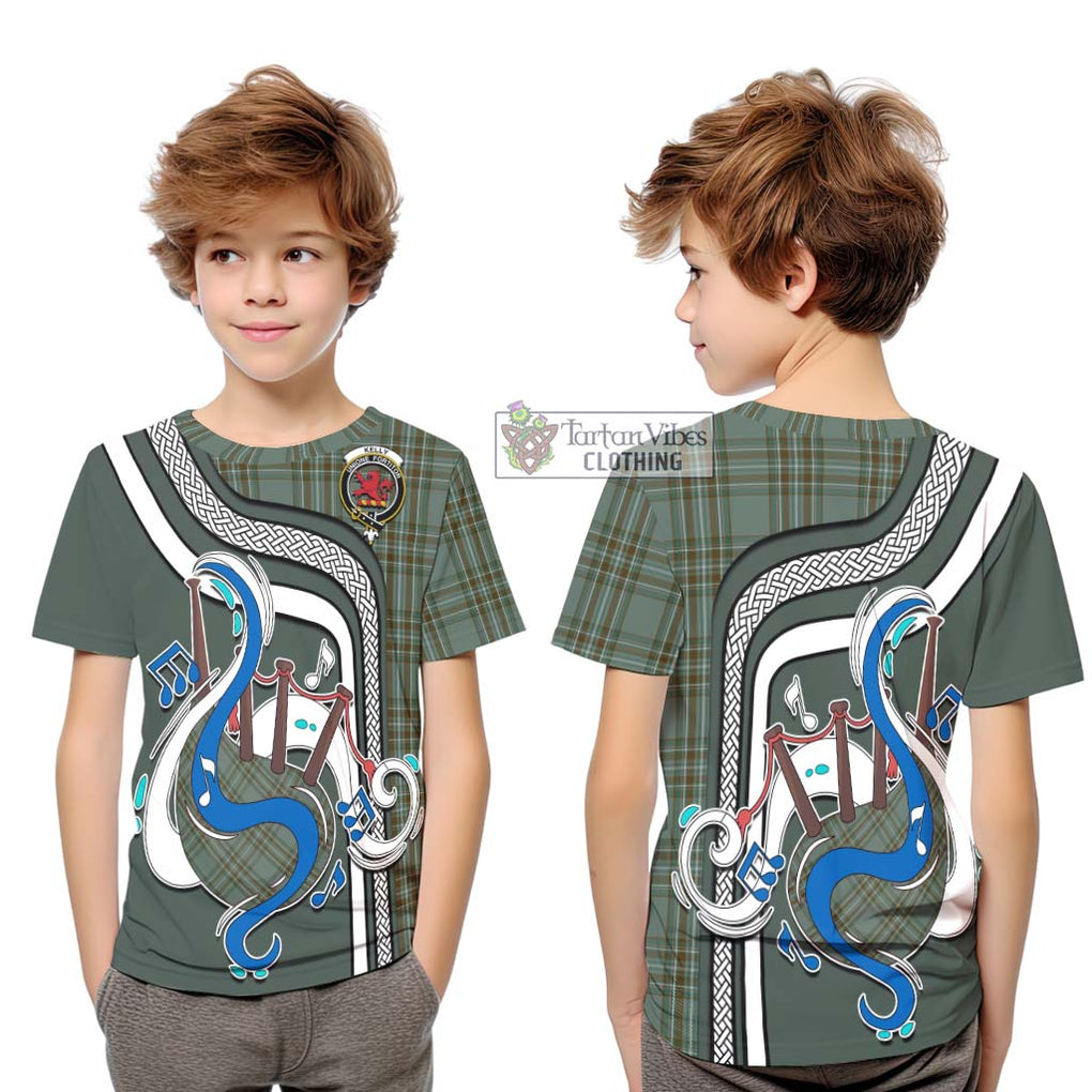 Tartan Vibes Clothing Kelly Dress Tartan Kid T-Shirt with Epic Bagpipe Style