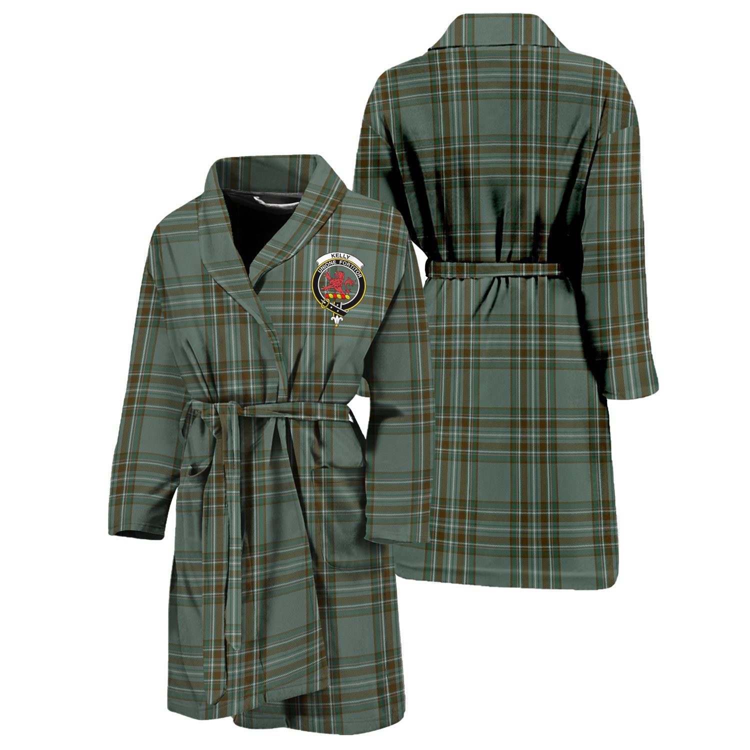 Kelly Tartan Bathrobe with Family Crest Unisex S - Tartan Vibes Clothing