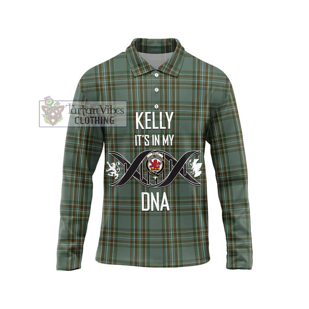 Kelly Tartan Long Sleeve Polo Shirt with Family Crest DNA In Me Style Unisex - Tartanvibesclothing Shop