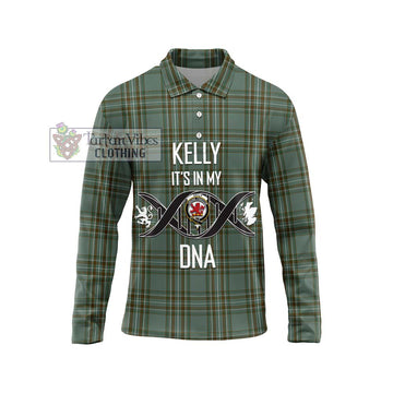 Kelly Tartan Long Sleeve Polo Shirt with Family Crest DNA In Me Style