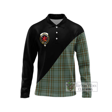 Kelly Tartan Long Sleeve Polo Shirt with Family Crest and Military Logo Style