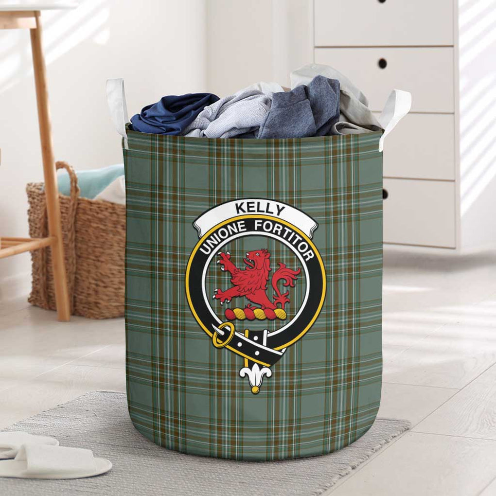 Kelly Tartan Laundry Basket with Family Crest One Size - Tartanvibesclothing Shop