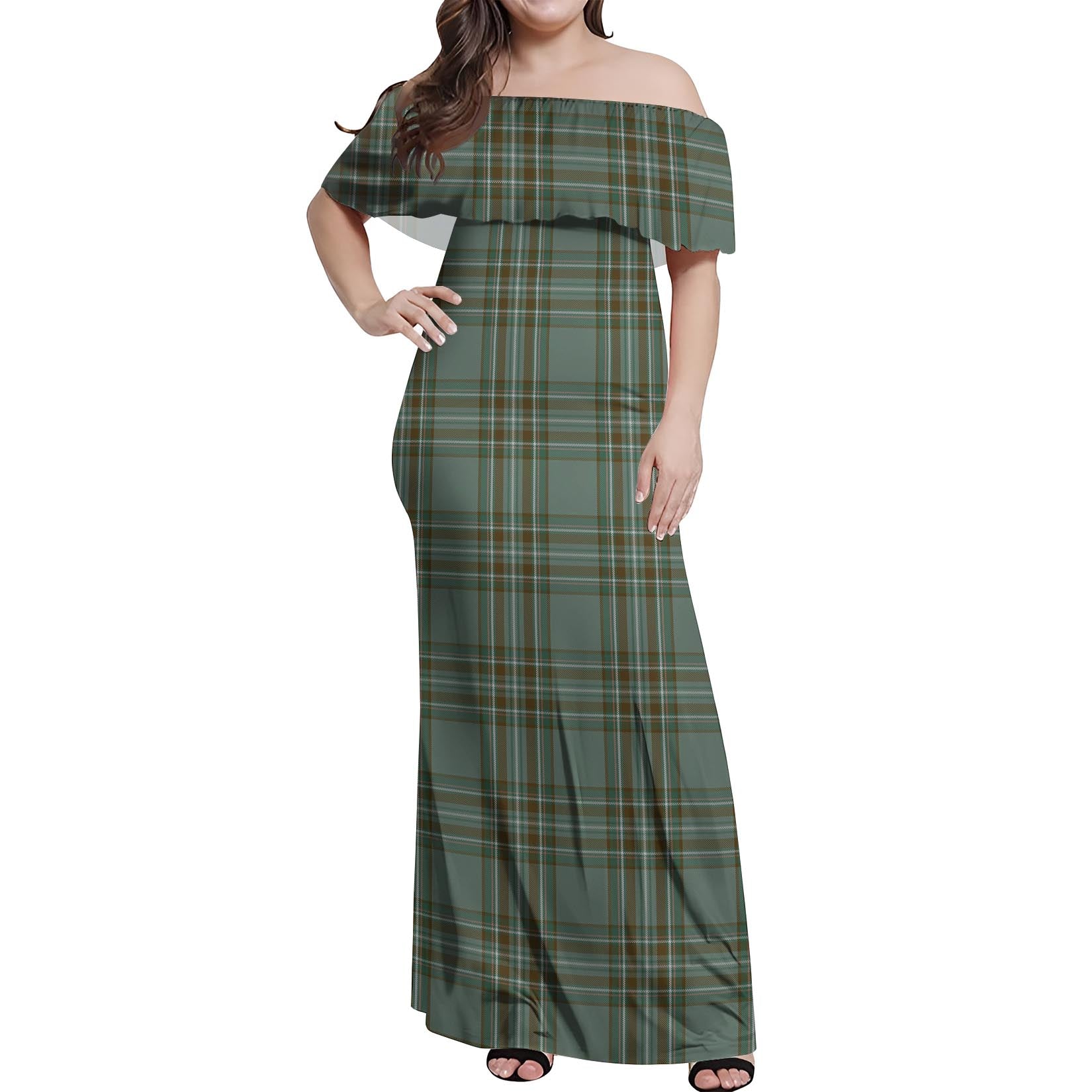 Kelly Dress Tartan Off Shoulder Long Dress Women's Dress - Tartanvibesclothing