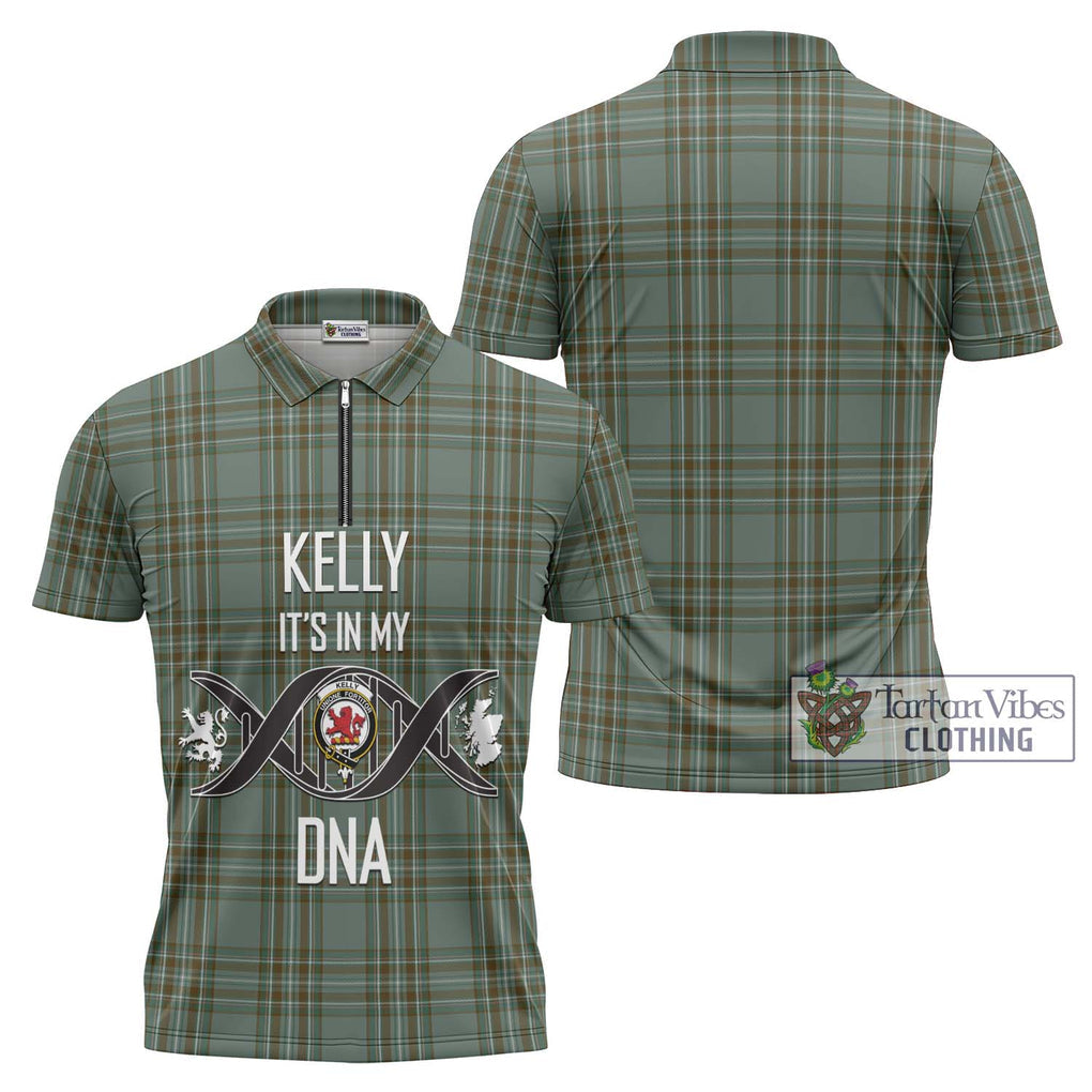 Kelly Tartan Zipper Polo Shirt with Family Crest DNA In Me Style Unisex - Tartanvibesclothing Shop