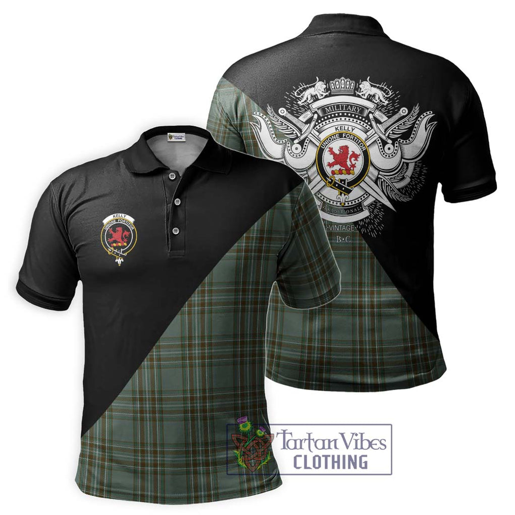 Kelly Tartan Polo Shirt with Family Crest and Military Logo Style Kid - Tartanvibesclothing Shop