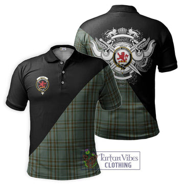 Kelly Tartan Polo Shirt with Family Crest and Military Logo Style