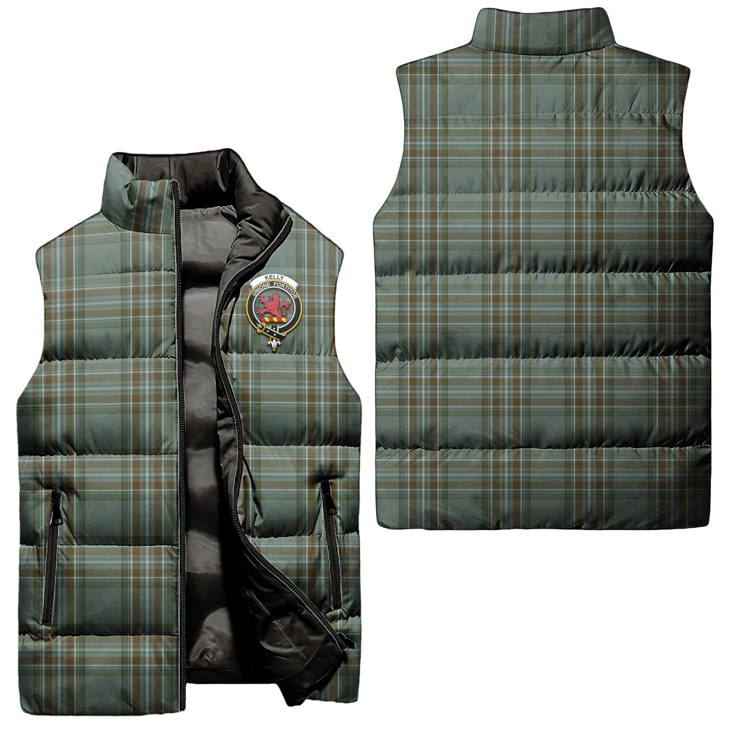 Kelly Dress Tartan Sleeveless Puffer Jacket with Family Crest Unisex - Tartanvibesclothing