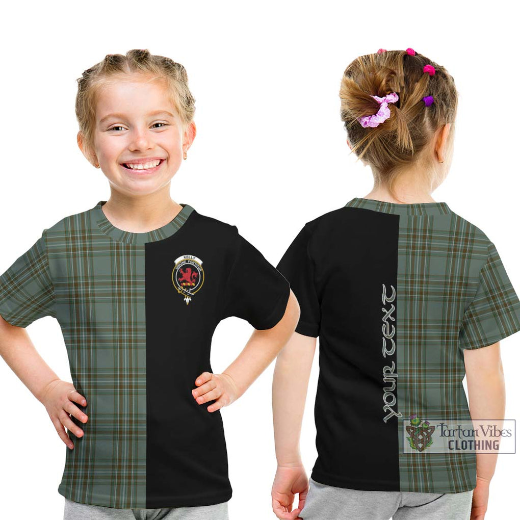 Kelly Tartan Kid T-Shirt with Family Crest and Half Of Me Style - Tartanvibesclothing Shop