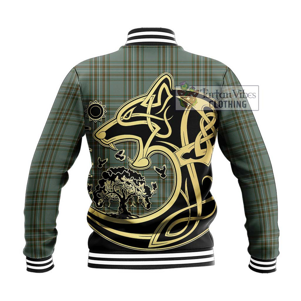 Kelly Tartan Baseball Jacket with Family Crest Celtic Wolf Style - Tartan Vibes Clothing