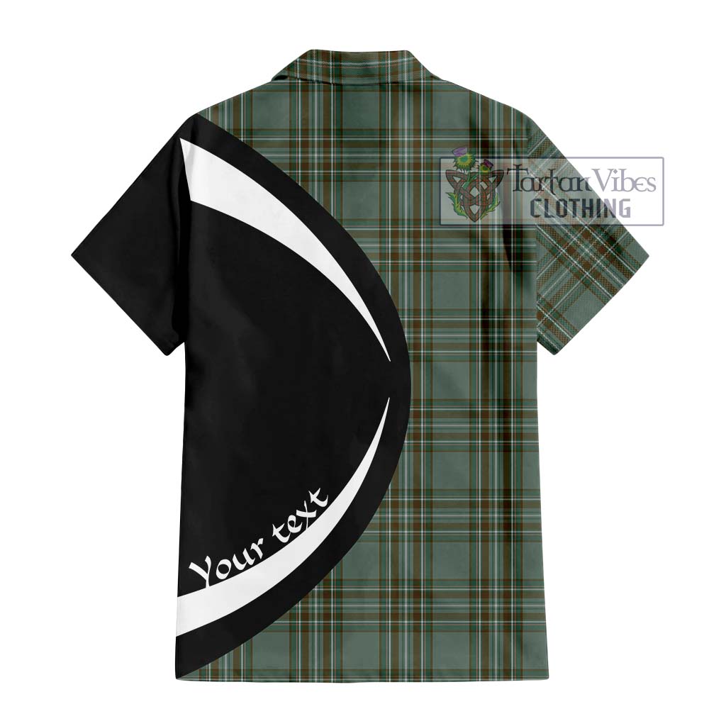 Kelly Tartan Short Sleeve Button Up with Family Crest Circle Style - Tartan Vibes Clothing