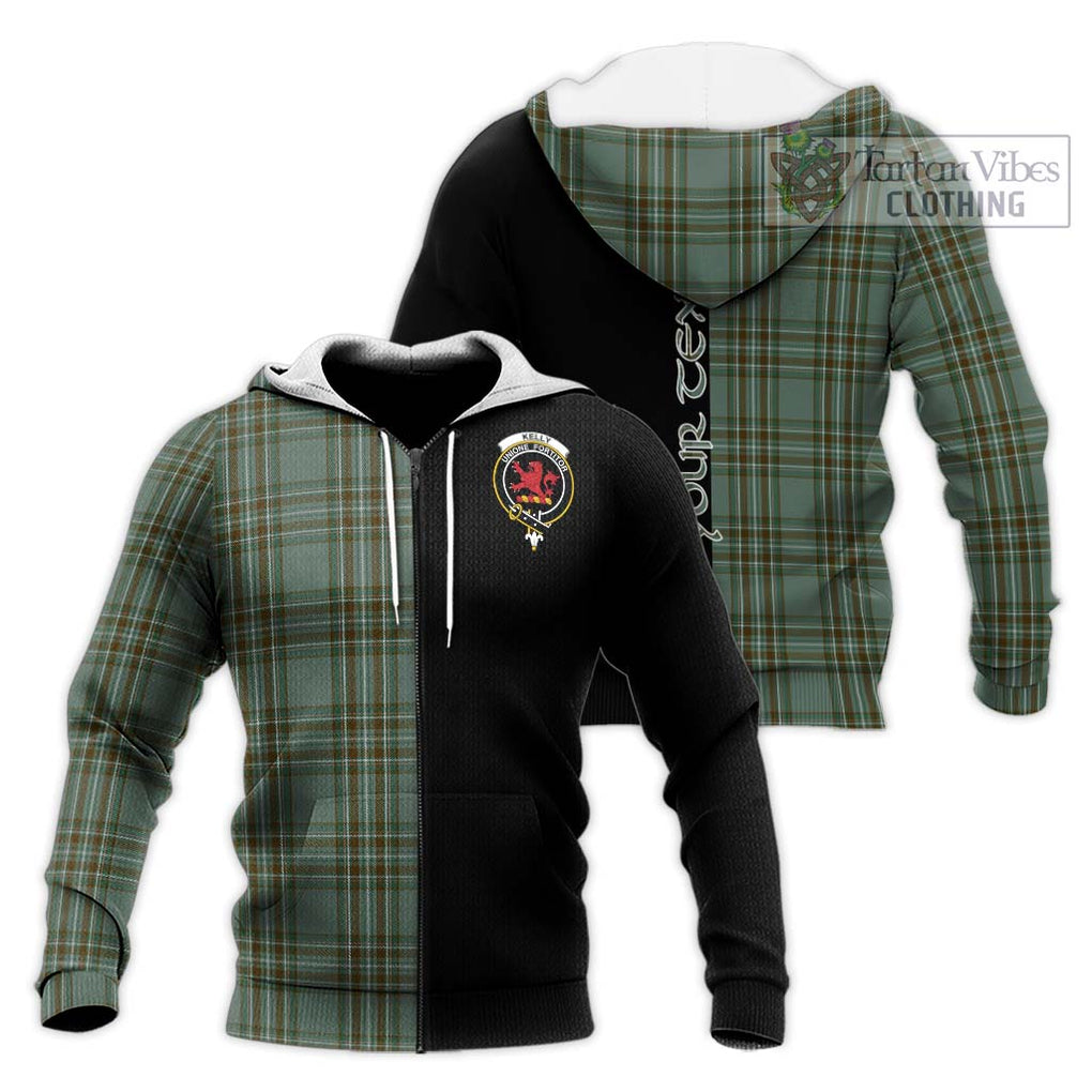 Kelly Tartan Knitted Hoodie with Family Crest and Half Of Me Style Unisex Knitted Zip Hoodie - Tartanvibesclothing Shop