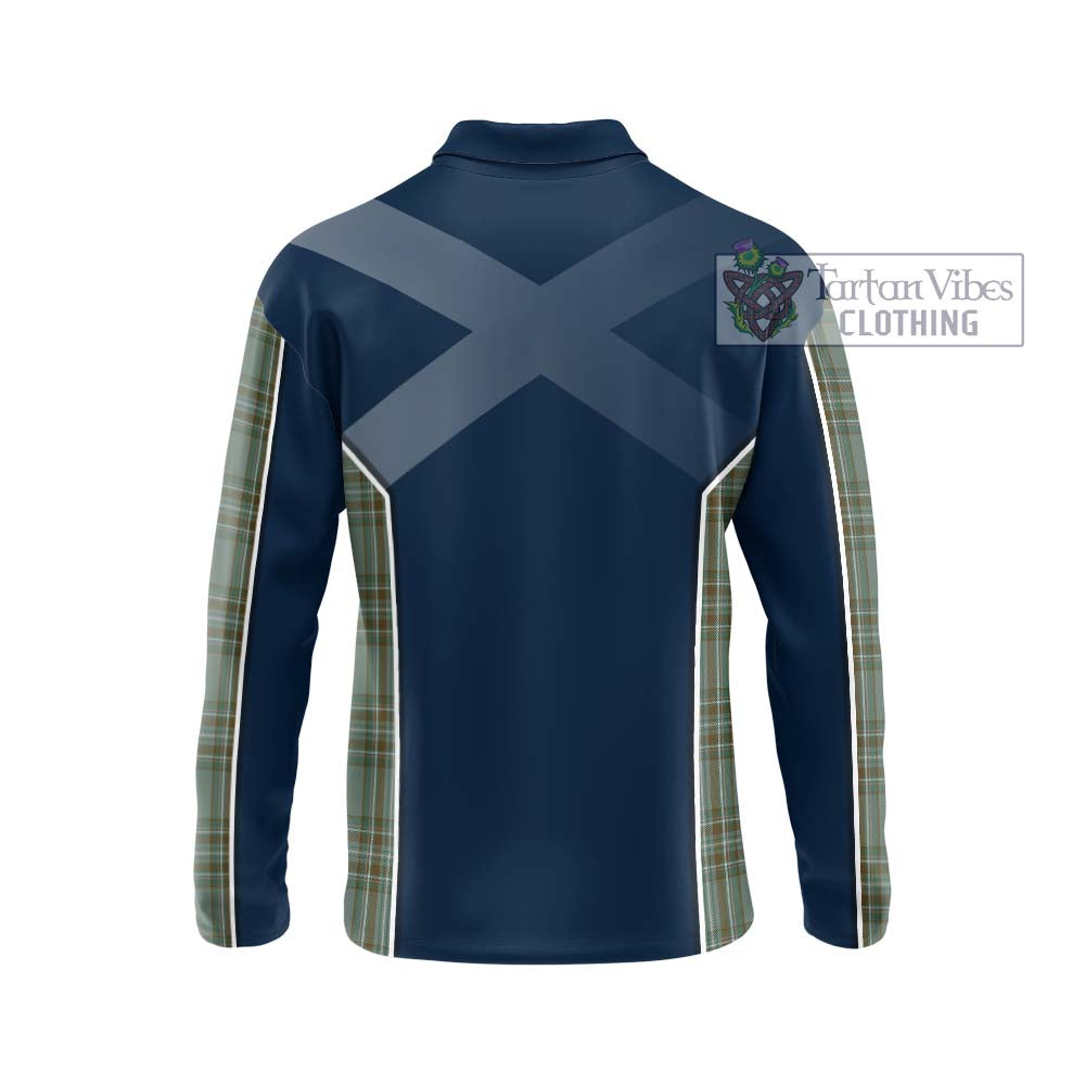 Kelly Tartan Long Sleeve Polo Shirt with Family Crest and Lion Rampant Vibes Sport Style - Tartan Vibes Clothing