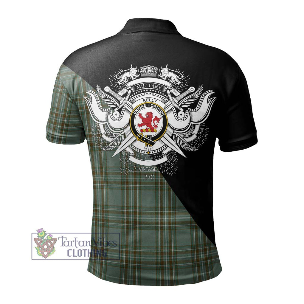 Kelly Tartan Polo Shirt with Family Crest and Military Logo Style - Tartanvibesclothing Shop