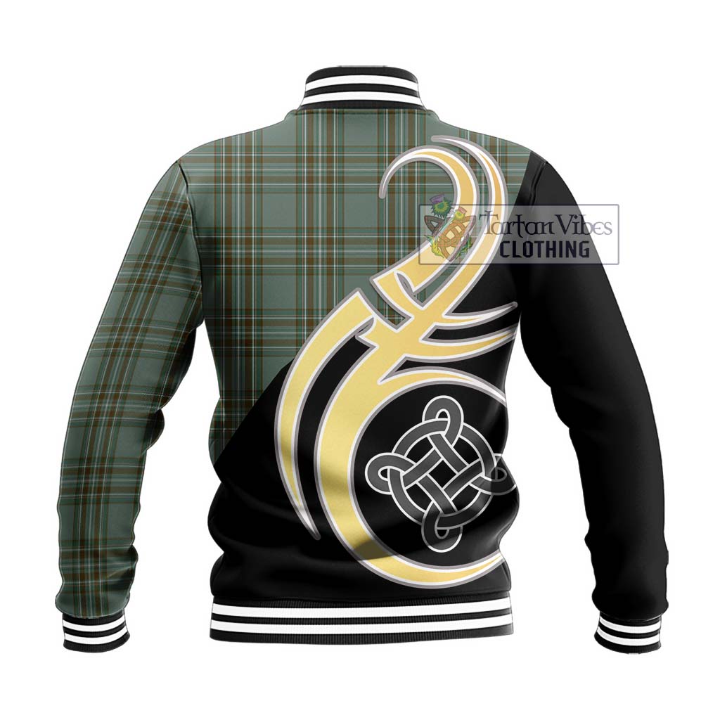 Kelly Tartan Baseball Jacket with Family Crest and Celtic Symbol Style - Tartan Vibes Clothing