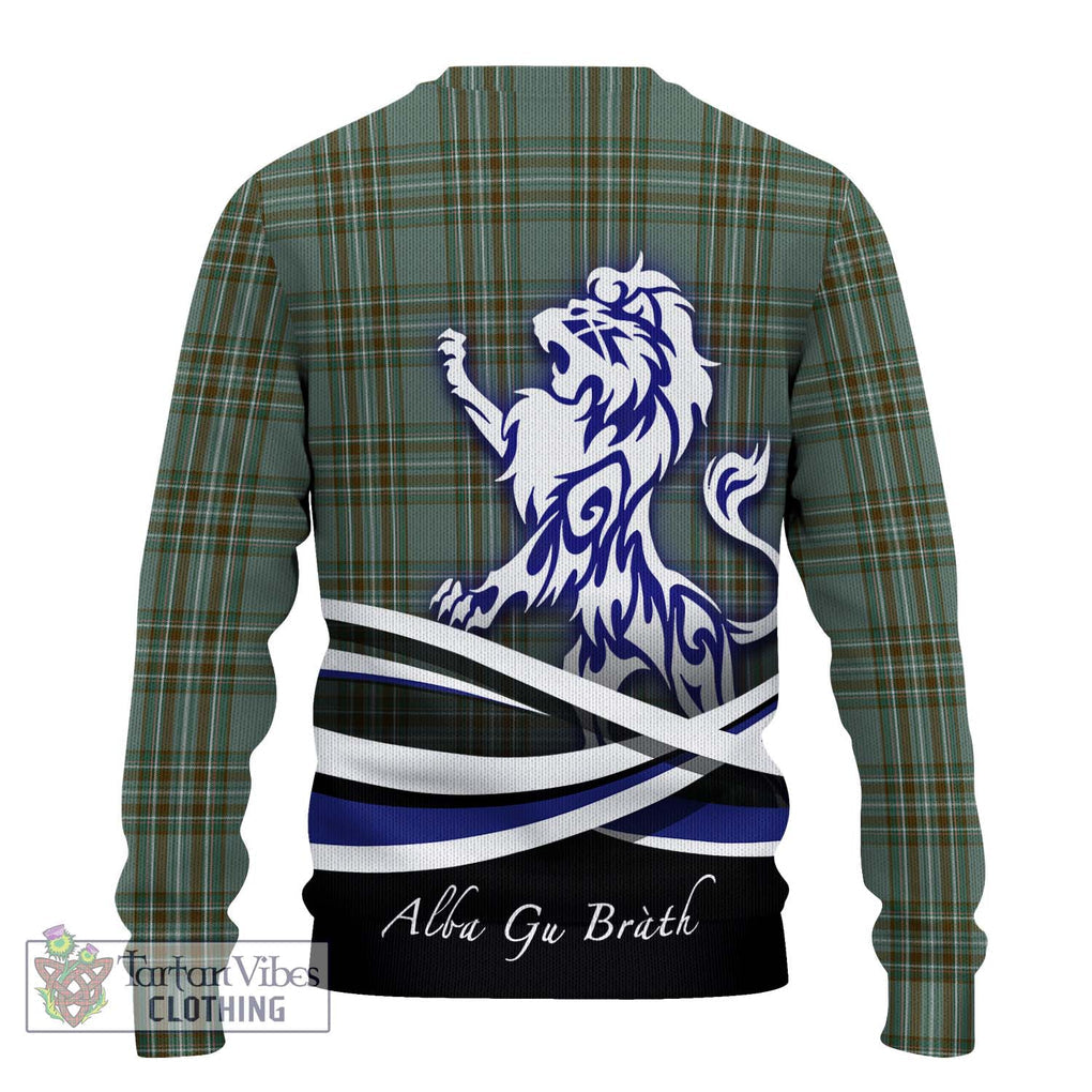 Kelly Tartan Knitted Sweater with Alba Gu Brath Regal Lion Emblem - Tartanvibesclothing Shop