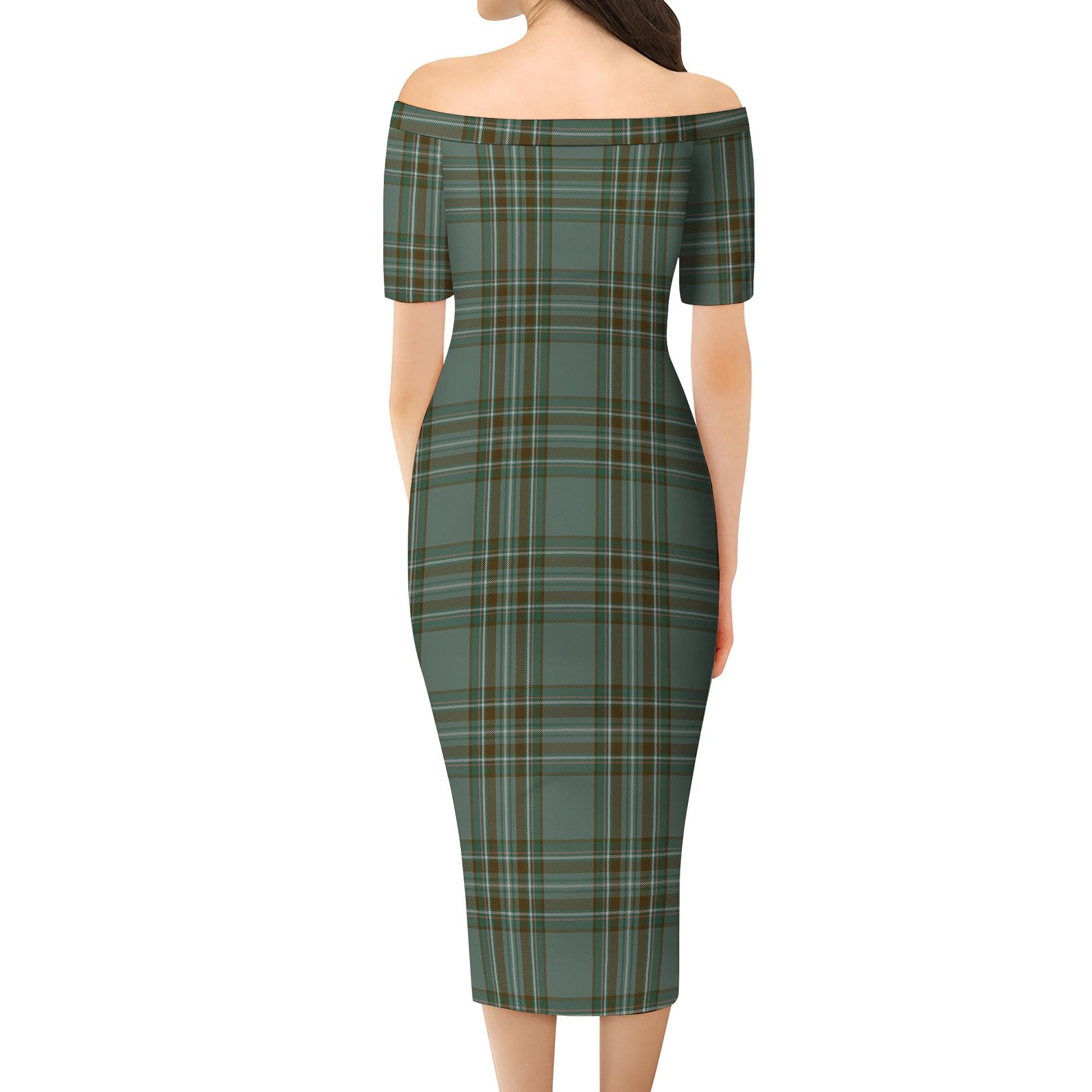 Kelly Dress Tartan Off Shoulder Lady Dress - Tartanvibesclothing