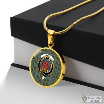 Kelly Tartan Circle Necklace with Family Crest