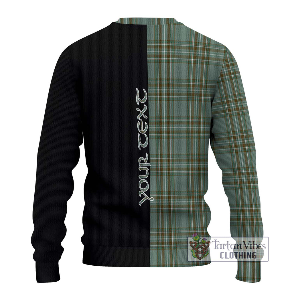 Kelly Tartan Knitted Sweater with Family Crest and Half Of Me Style - Tartanvibesclothing Shop