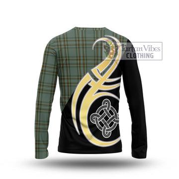 Kelly Tartan Long Sleeve T-Shirt with Family Crest and Celtic Symbol Style