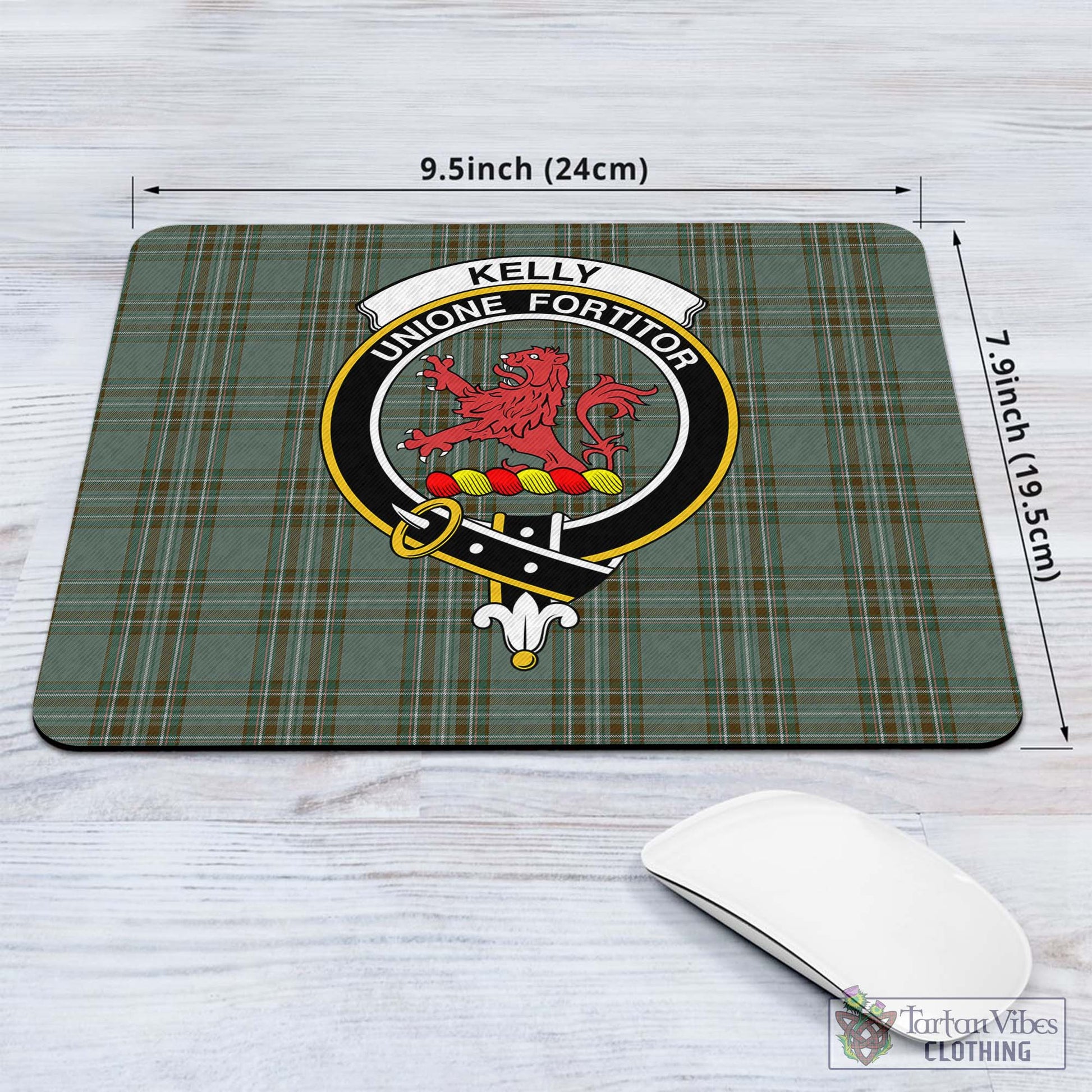 Tartan Vibes Clothing Kelly Dress Tartan Mouse Pad with Family Crest