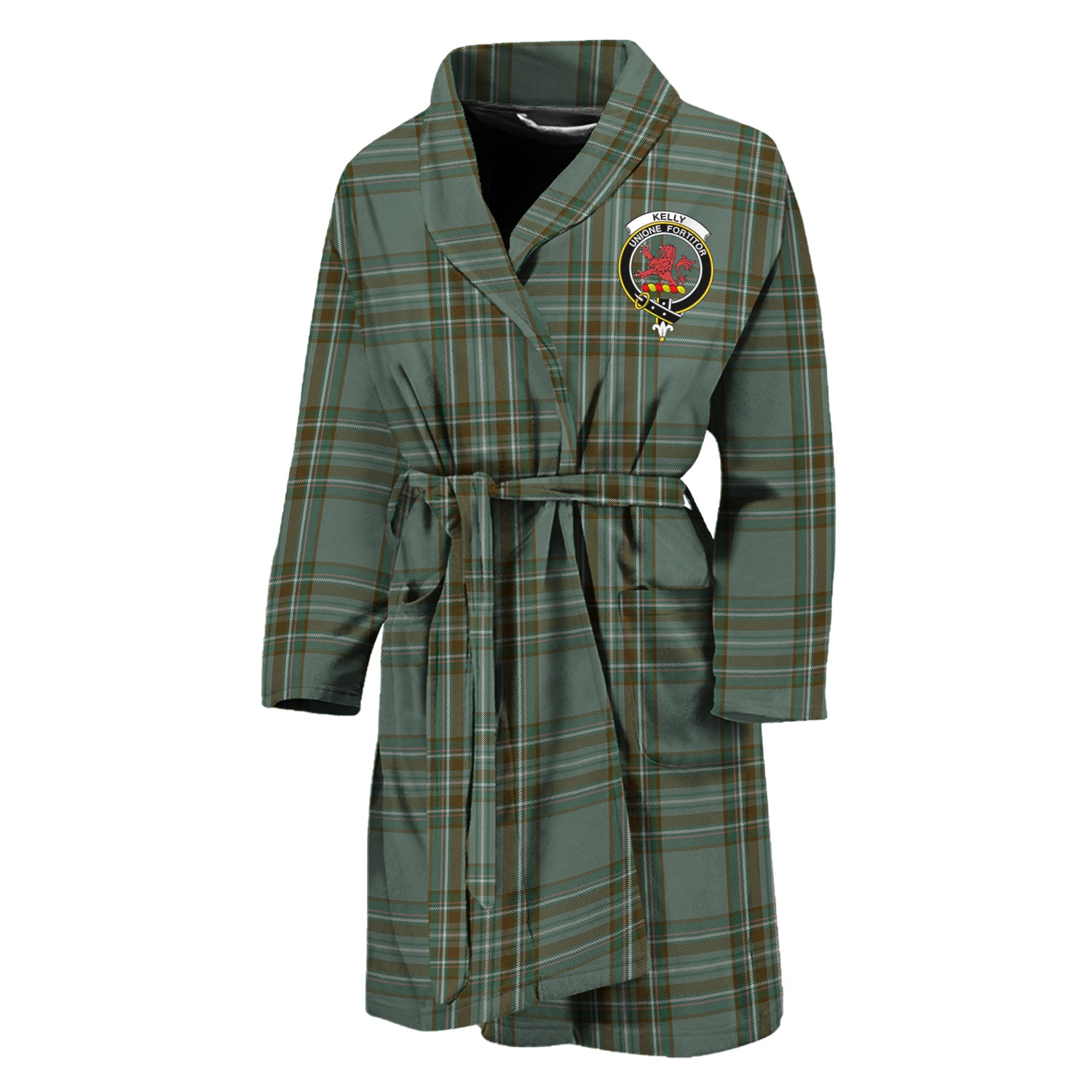 Kelly Tartan Bathrobe with Family Crest Unisex M - Tartan Vibes Clothing