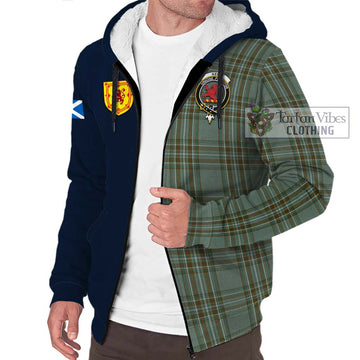 Kelly Tartan Sherpa Hoodie Alba with Scottish Lion Royal Arm Half Style