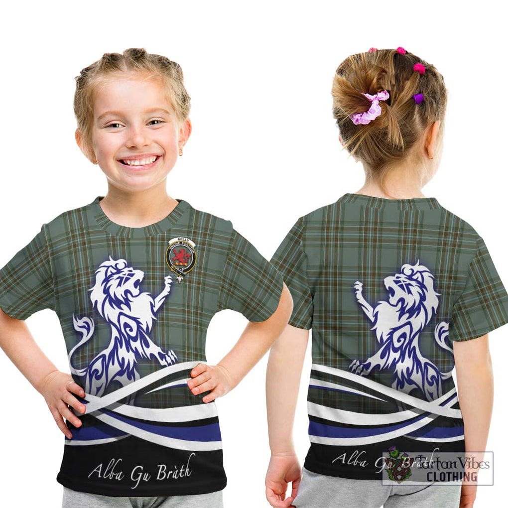 Kelly Tartan Kid T-Shirt with Alba Gu Brath Regal Lion Emblem - Tartanvibesclothing Shop