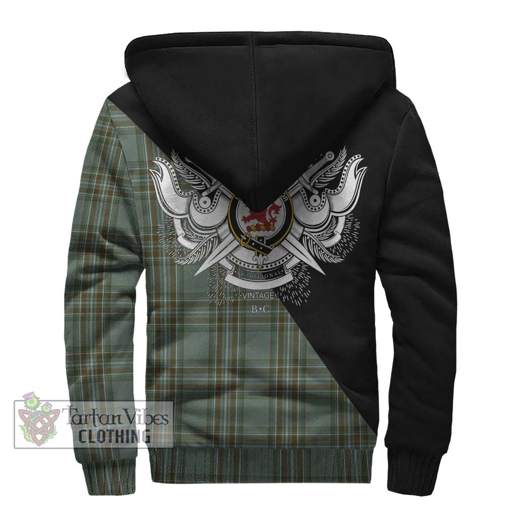 Kelly Tartan Sherpa Hoodie with Family Crest and Military Logo Style - Tartanvibesclothing Shop