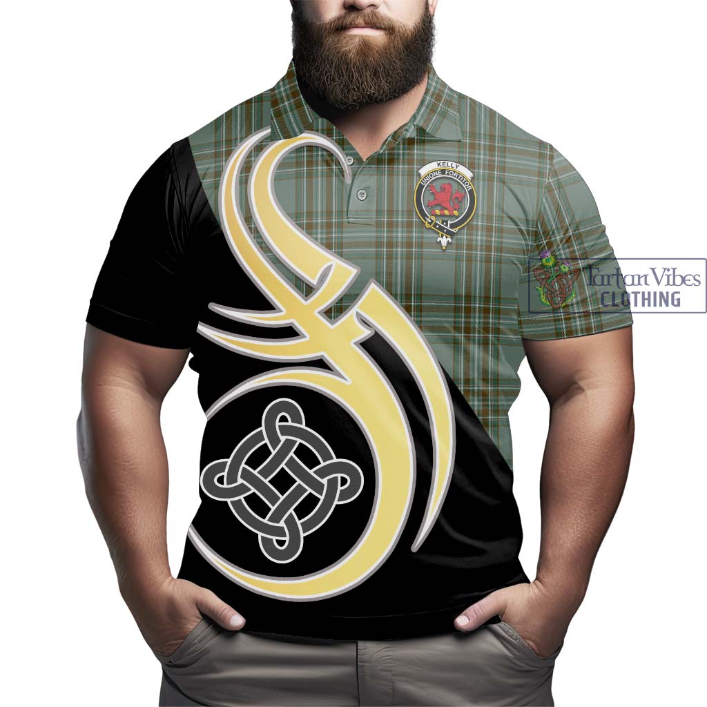 Kelly Tartan Polo Shirt with Family Crest and Celtic Symbol Style - Tartan Vibes Clothing