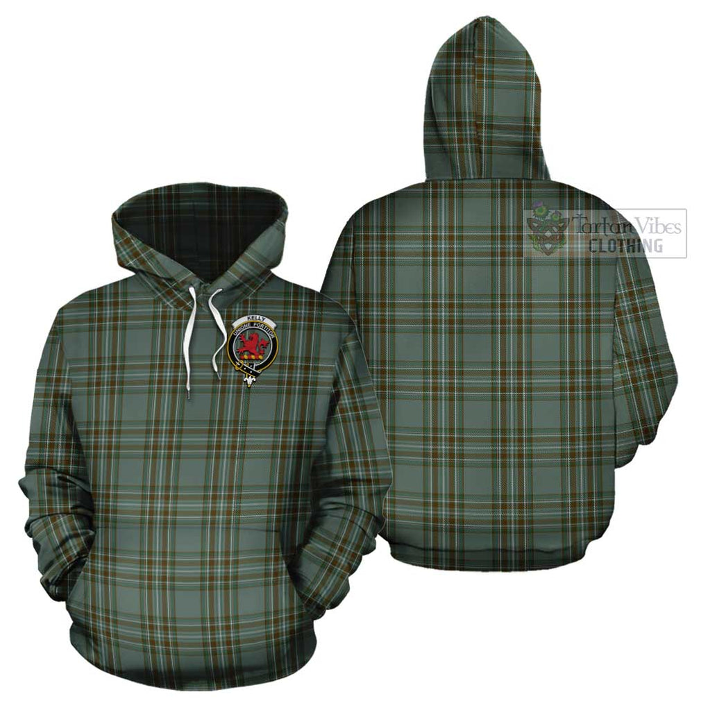 Kelly Tartan Cotton Hoodie with Family Crest Pullover Hoodie - Tartan Vibes Clothing