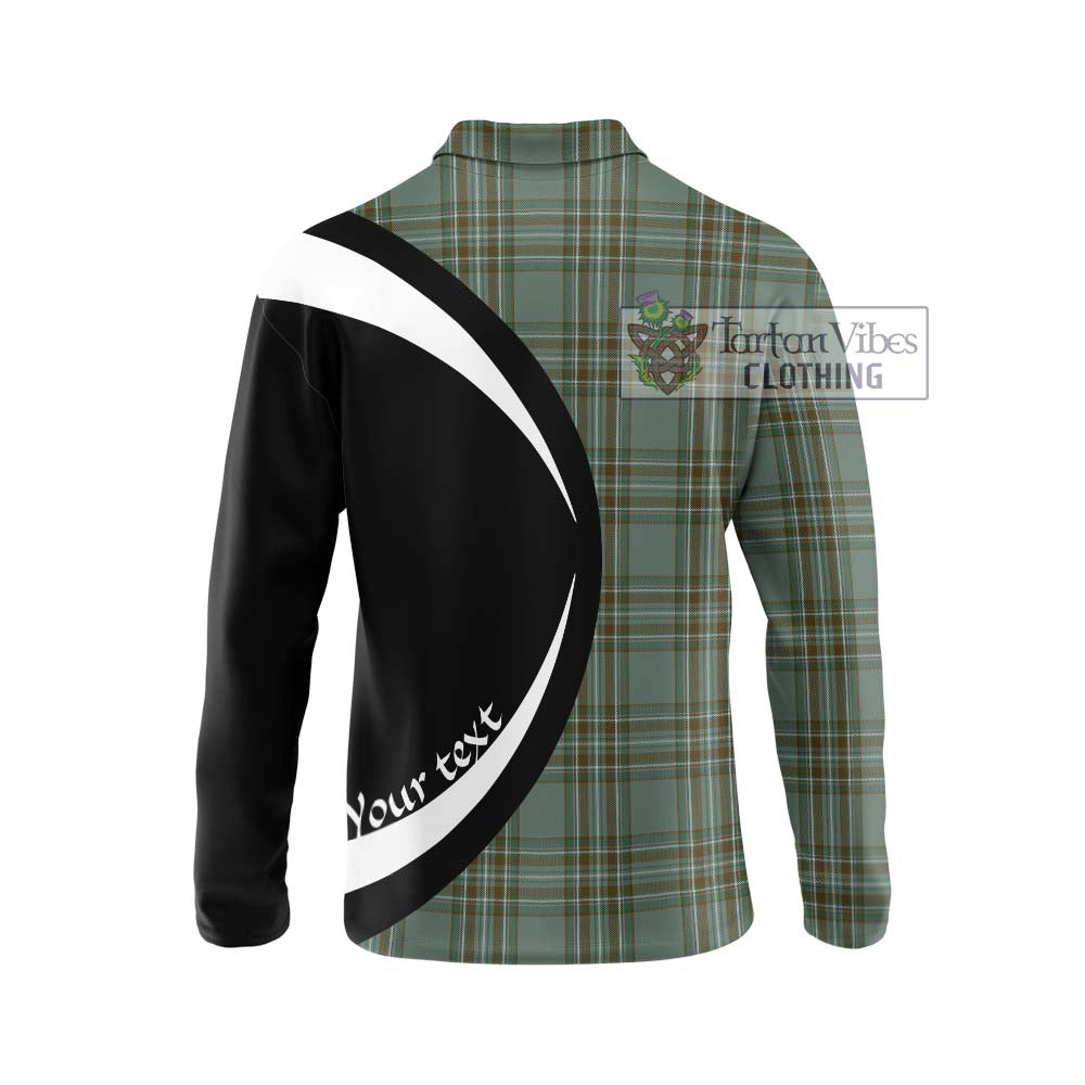 Kelly Tartan Long Sleeve Polo Shirt with Family Crest Circle Style - Tartan Vibes Clothing