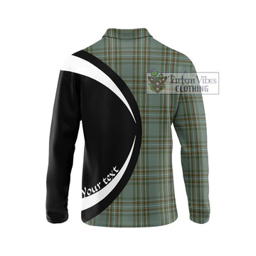 Kelly Tartan Long Sleeve Polo Shirt with Family Crest Circle Style