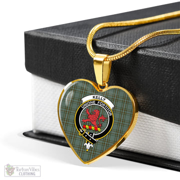 Kelly Tartan Heart Necklace with Family Crest