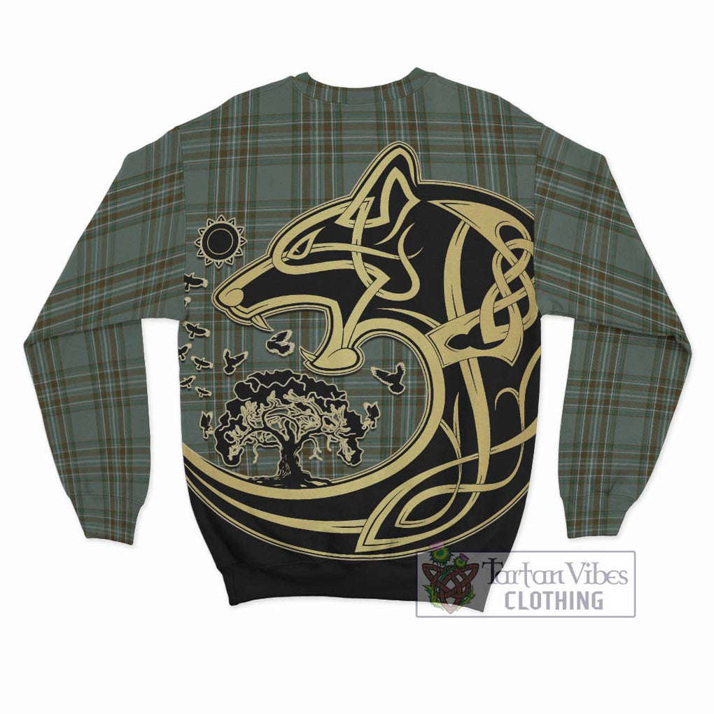 Kelly Tartan Sweatshirt with Family Crest Celtic Wolf Style - Tartan Vibes Clothing