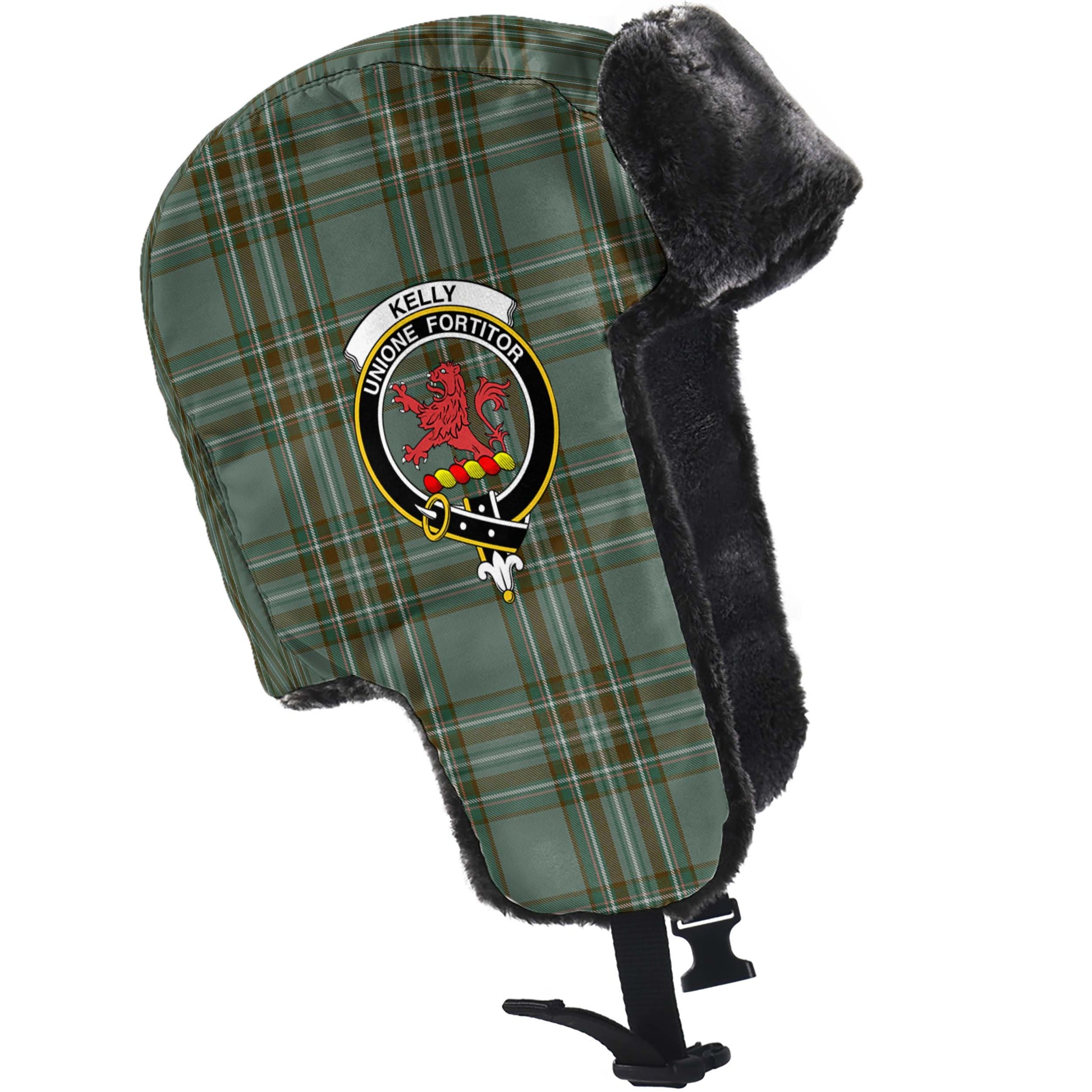 Kelly Dress Tartan Winter Trapper Hat with Family Crest - Tartanvibesclothing