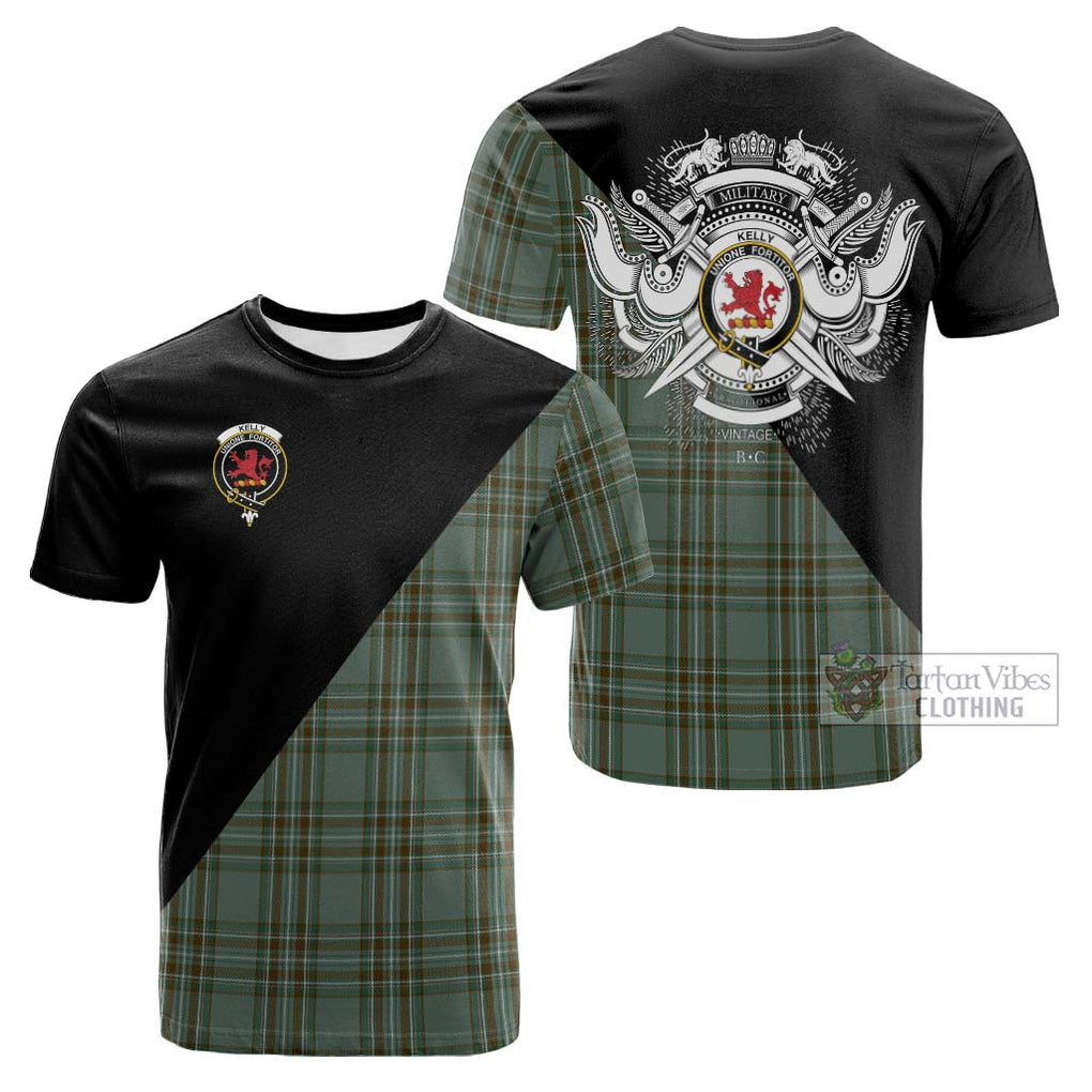 Tartan Vibes Clothing Kelly Dress Tartan Cotton T-shirt with Family Crest and Military Logo Style