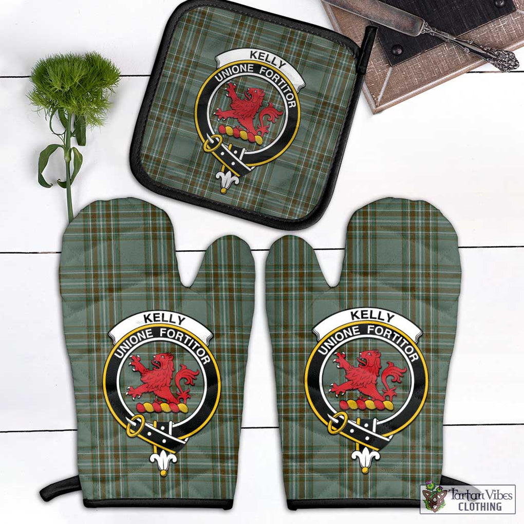 Kelly Tartan Combo Oven Mitt & Pot-Holder with Family Crest Combo 1 Oven Mitt & 1 Pot-Holder Black - Tartan Vibes Clothing