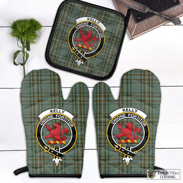 Kelly Tartan Combo Oven Mitt & Pot-Holder with Family Crest