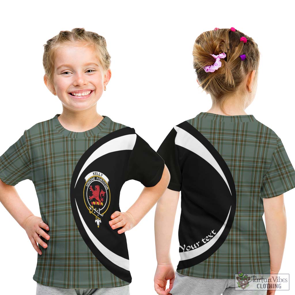 Kelly Tartan Kid T-Shirt with Family Crest Circle Style - Tartan Vibes Clothing