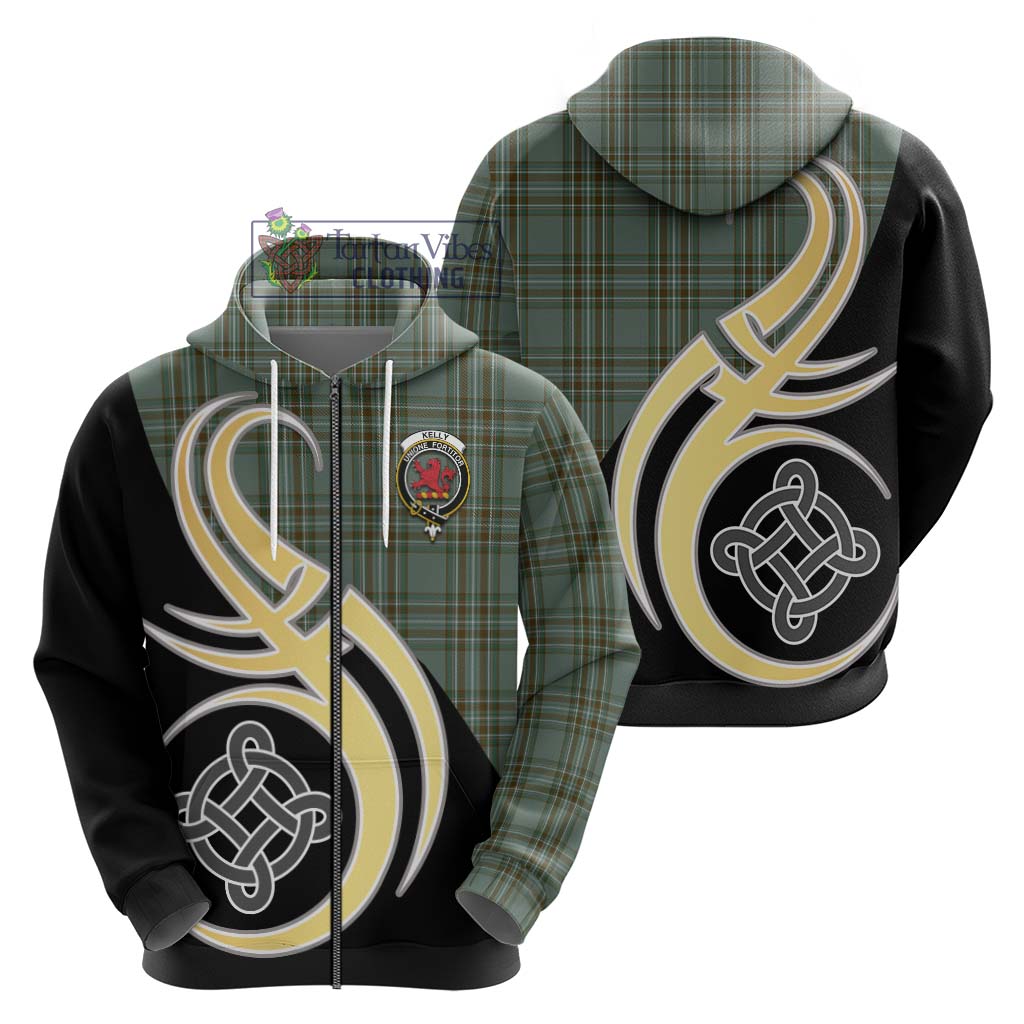 Kelly Tartan Hoodie with Family Crest and Celtic Symbol Style - Tartan Vibes Clothing