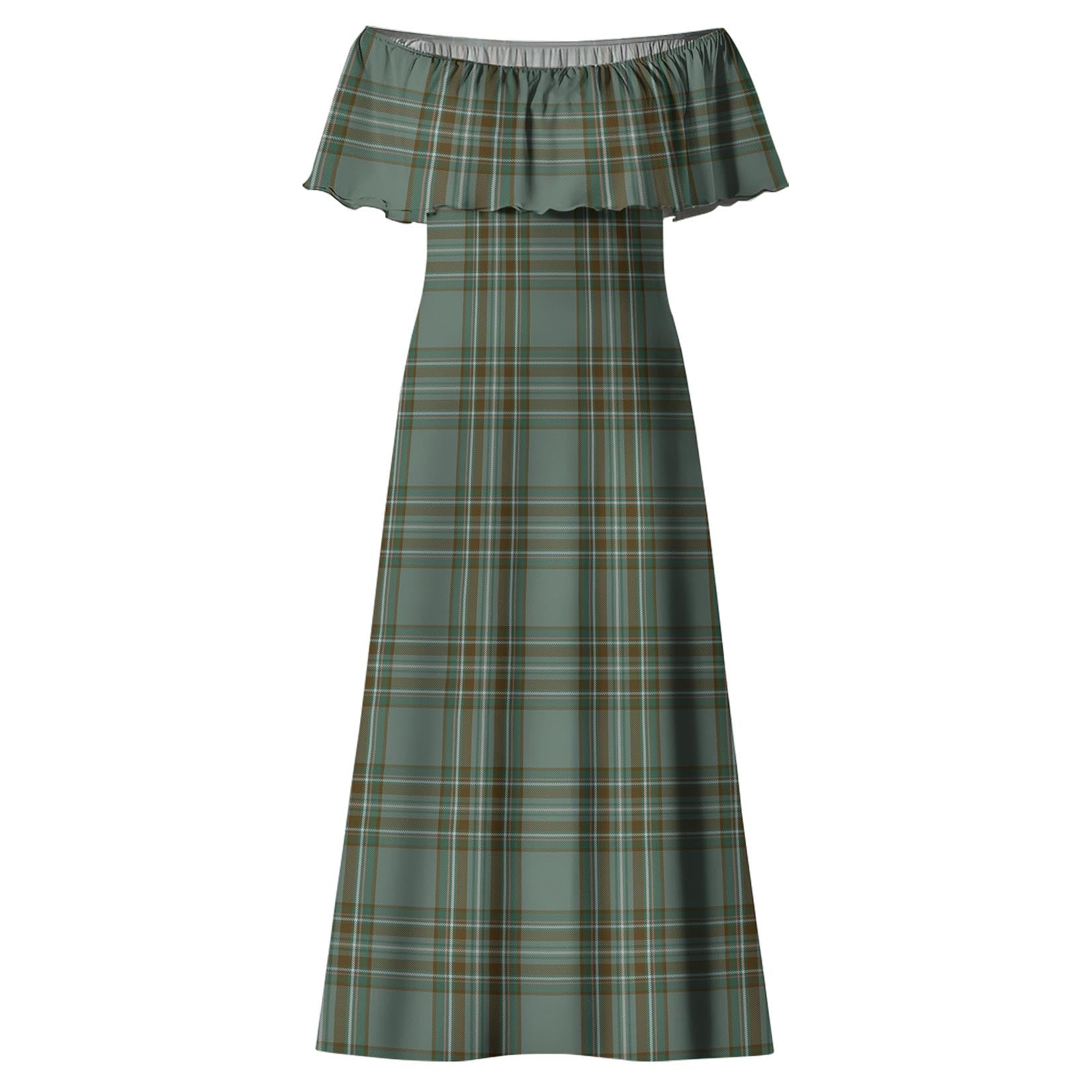 Kelly Dress Tartan Off Shoulder Long Dress - Tartanvibesclothing