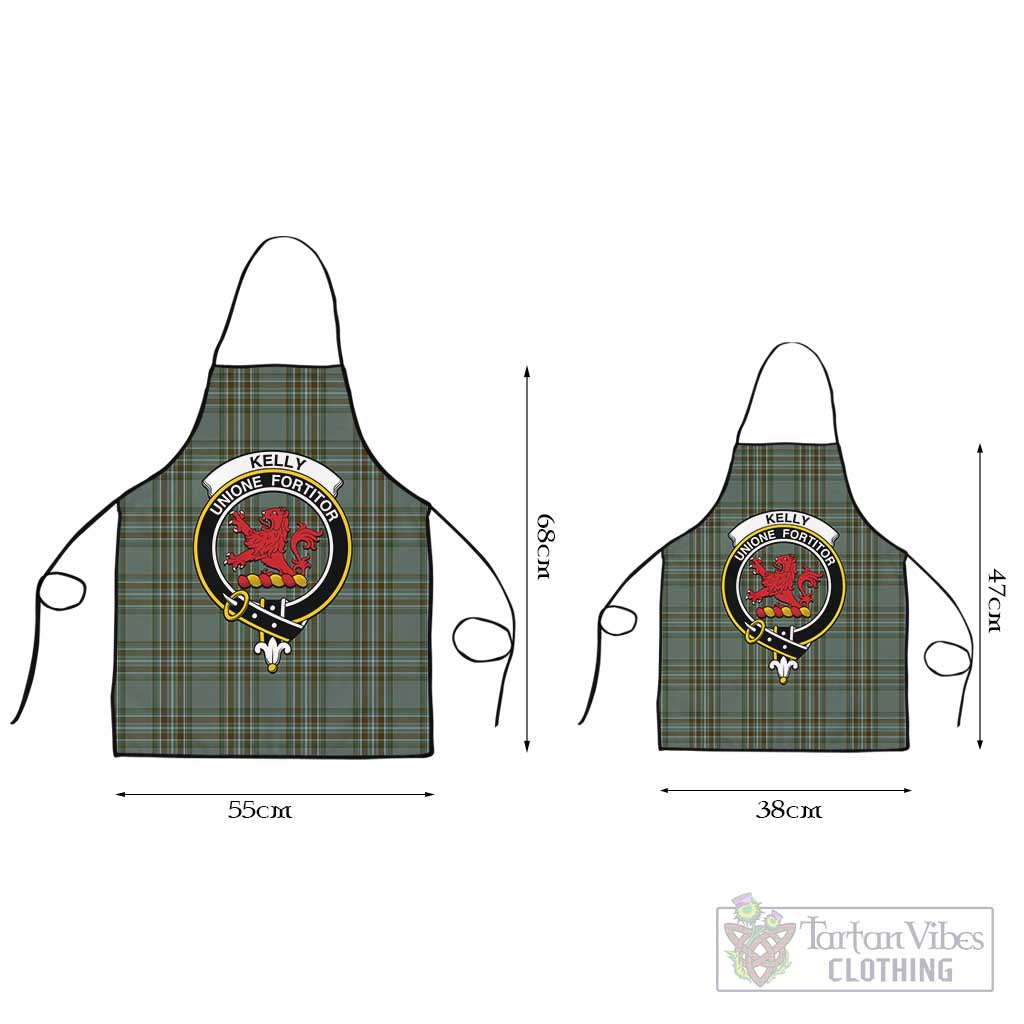 Kelly Tartan Apron with Family Crest Black L 55x68 cm - Tartan Vibes Clothing